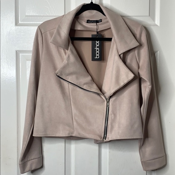 Boohoo Jackets & Blazers - Beige Suede Moto Jacket